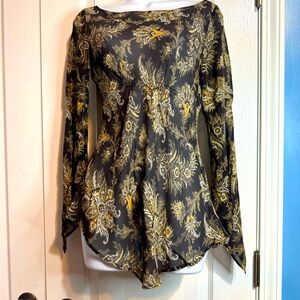 🖤‎ Express 100% Silk Sheer Boho Blouse Size 7/8 🖤